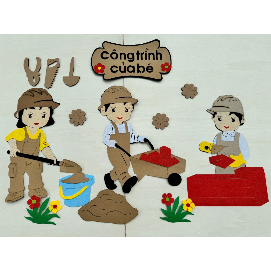 Góc xây dựng chất stem trang trí mầm non cho bé