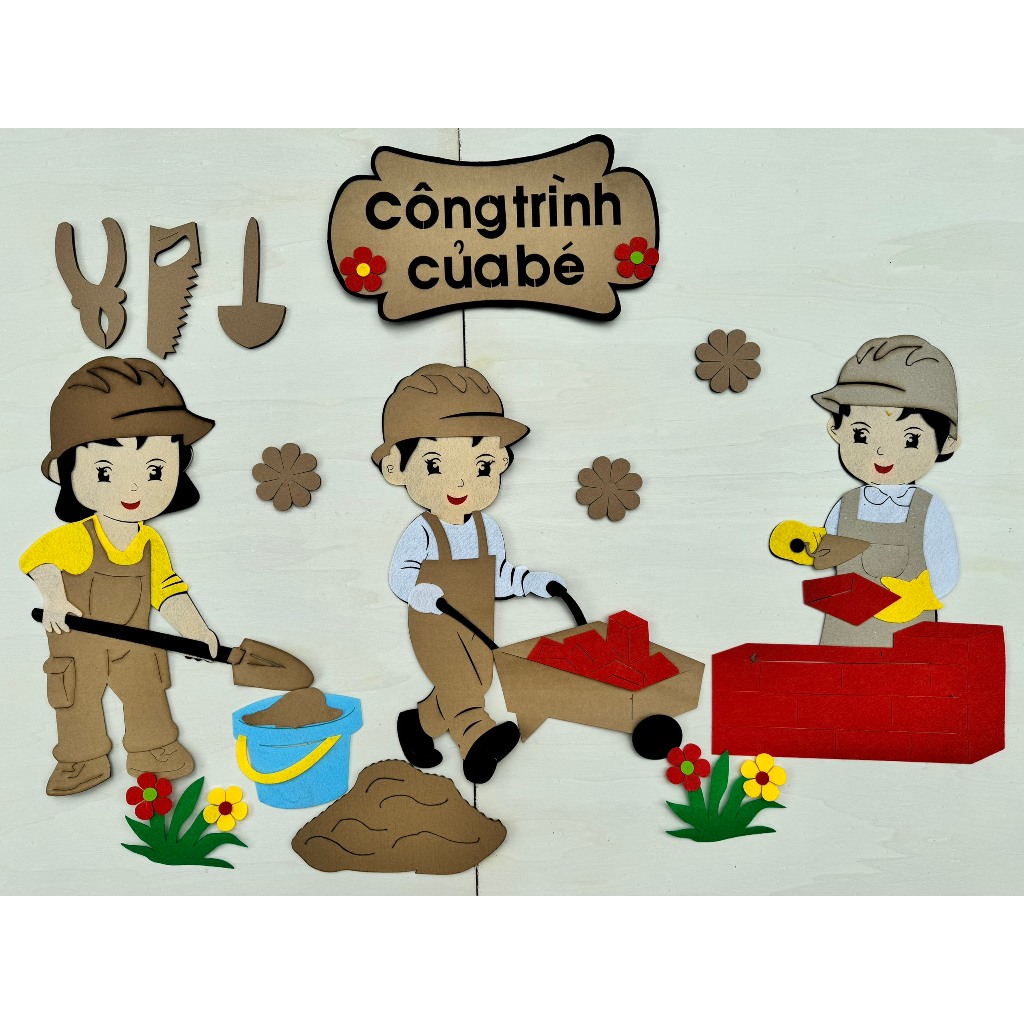 Góc xây dựng chất stem trang trí mầm non cho bé