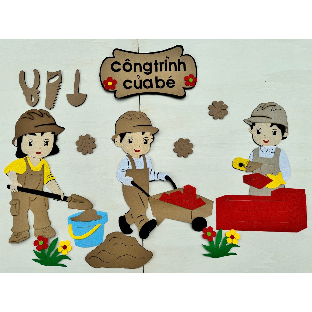 Góc xây dựng chất stem trang trí mầm non cho bé
