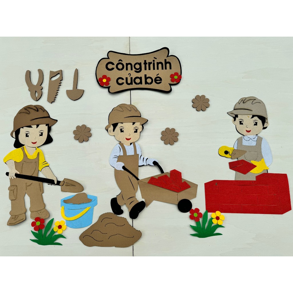 Góc xây dựng chất stem trang trí mầm non cho bé