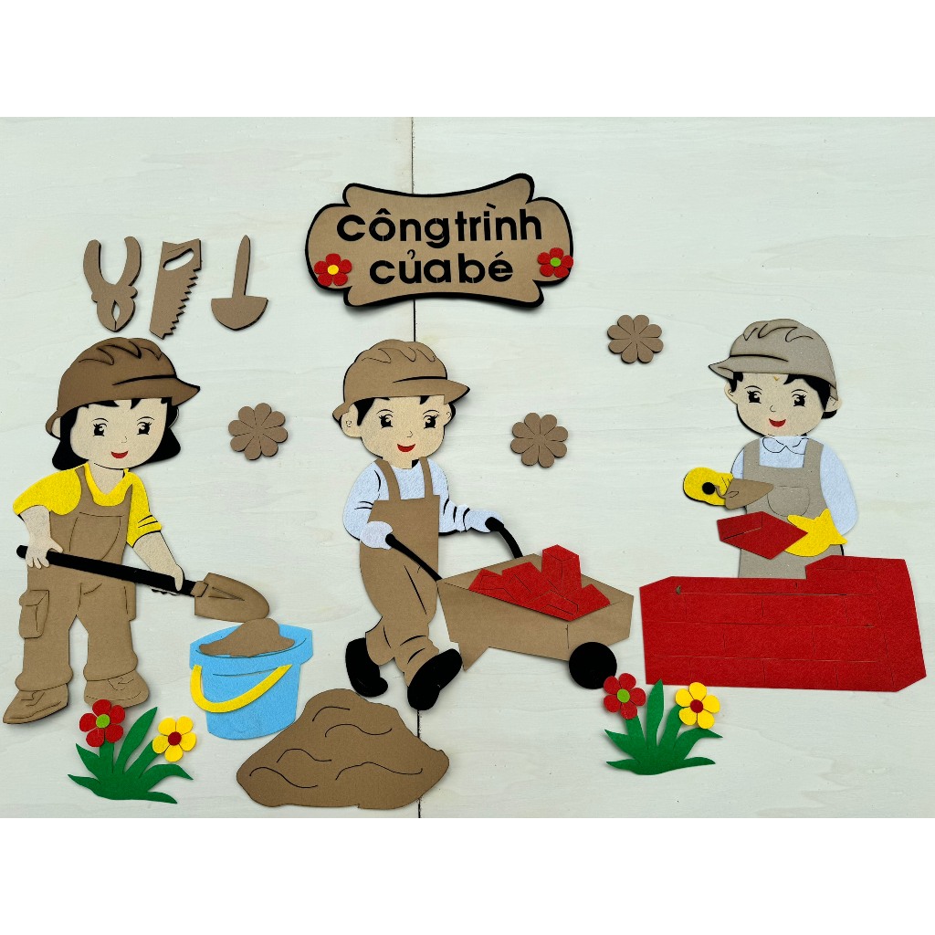 Góc xây dựng chất stem trang trí mầm non cho bé