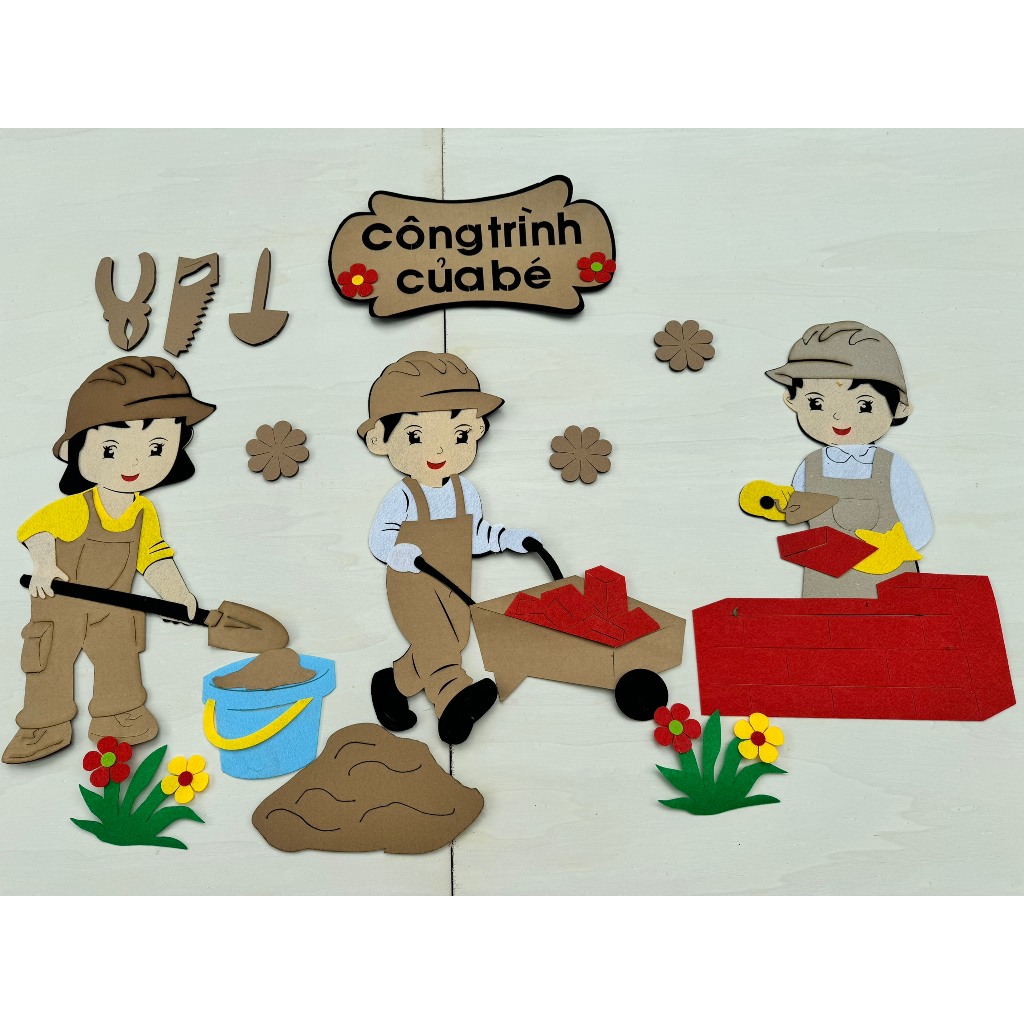 Góc xây dựng chất stem trang trí mầm non cho bé