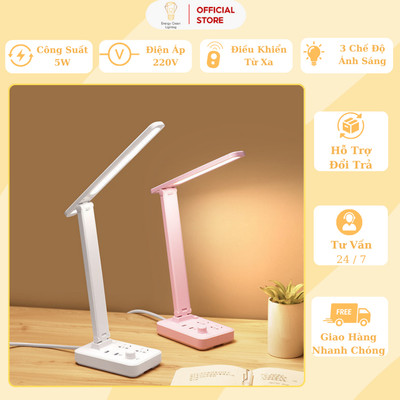 Đèn Bàn Led Energy Green Lighting Có Ổ Cắm DB-3011 Đèn Đọc Sách, Làm Việc, Học Bài - Thay Đổi Được Góc Chiếu - BH 1 Năm