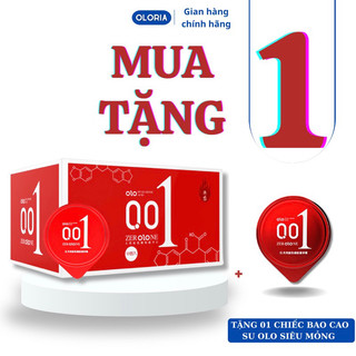 Bao cao su OLO siêu mỏng 001, bcs truyền nhiệt, kéo dài thời gian, nhiều gel bôi trơn, side 52mm hộp 10 chiếc