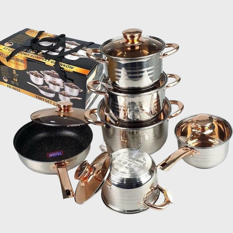 Bộ Nồi Đức 6 Món , Bộ Nồi Inox Cao Cấp, Bộ Nồi Đức 5 Đáy Chính Hãng , Siêu Dày Siêu Bền Cho Gia Đình