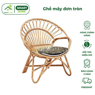 Ghế mây đơn tròn SmartHomes thư giãn đọc sách, trang trí phòng khách, decor phòng ngủ sang trọng