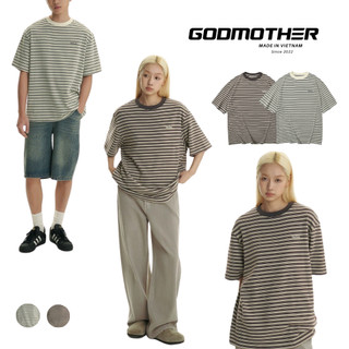 Áo Thun Kẻ Ngang Form Rộng Nam Nữ Unisex Cộc Tay Cotton Phong Cách Hàn Quốc Godmother