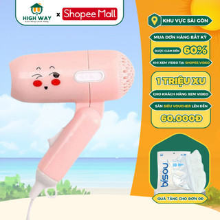 Máy Sấy Tóc Mini HIGHWAY 2 Chiều Gấp Gọn Hình Thú Dễ Thương - Thiết Kế Nhỏ Gọn Có Thể Mang Đi Du Lịch Tiện Dụng