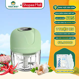 Máy Xay Gia Vị Tỏi Ớt Nhà Bếp HIGHWAY, Xay Đồ Ăn Dặm Cho Bé Sạc Pin Tích Điện Dung Tích 250Ml, Bảo Hành 12 Tháng