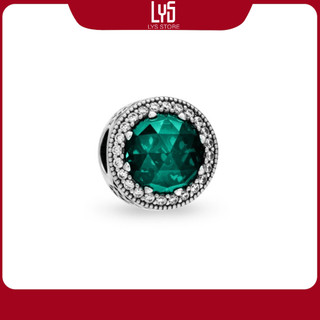 Charm bạc s925 đá xanh green heart charm 1348