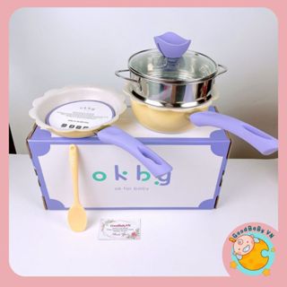 Bộ nồi chảo đá hoa OKBY chống dính chế biến đồ ăn dặm cho bé và gia đình GoodbabyVn