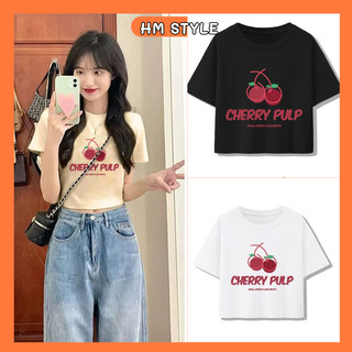 Áo croptop nữ ôm body tay ngắn, áo thun nữ dáng croptop in hình cherry siêu tôn dáng HA426