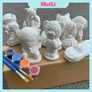 Set 2 tượng thạch cao kèm màu tô mini dành cho các bé tập tô, tô tượng sáng tạo cho bé thoả sức vui chơi