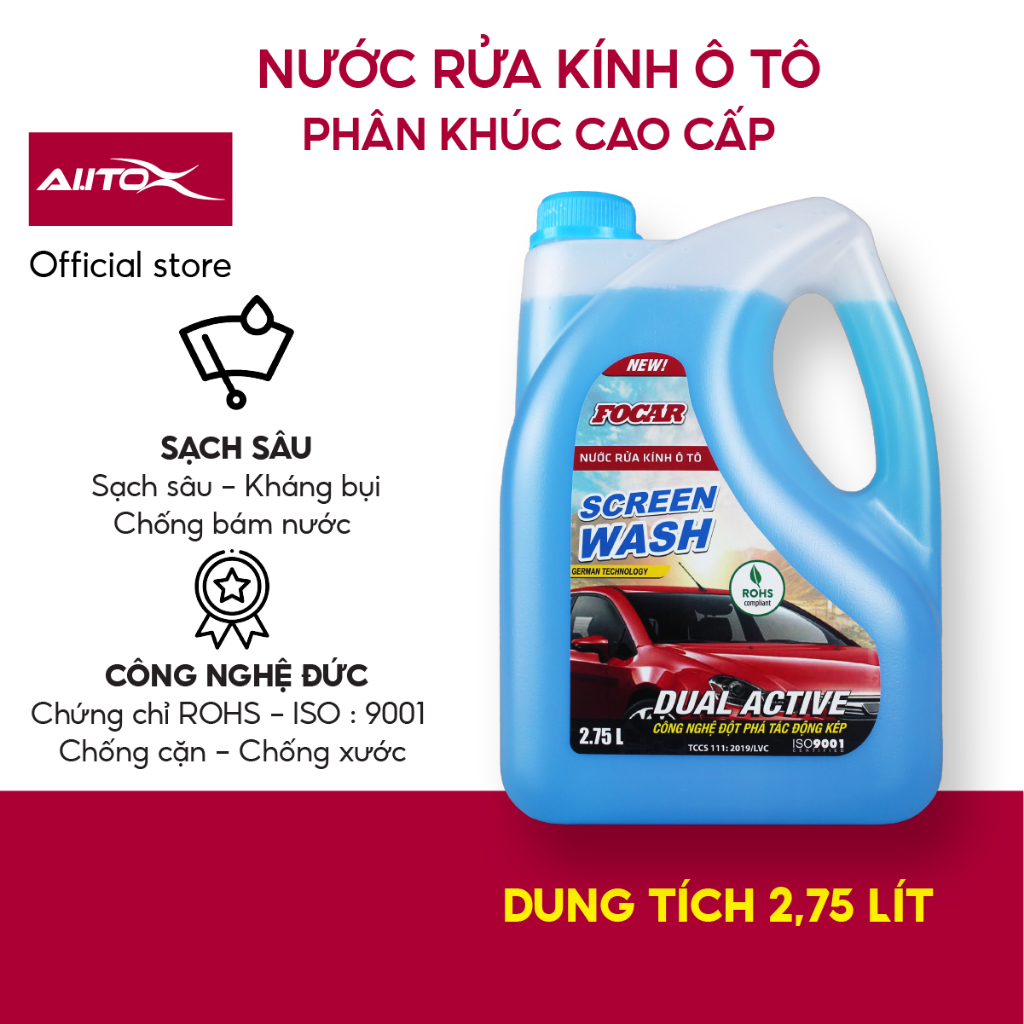 Nước rửa kính ô tô chuyên dụng FOCAR làm sạch cực sâu chống đóng cặn chống mờ kính xe không gây lão hoá cao su cần gạt