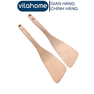 Xẻng xào gỗ beech vilahome, vá sạn chéo nấu ăn, lật đồ chiên rán cán dài chống nóng, xẻng xào gỗ 13