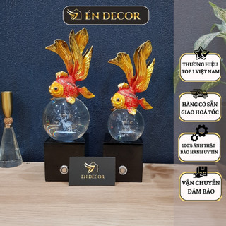Decor trang trí cá vàng pha lê may mắn én decor trang trí nhà, decor phòng khách, kệ tủ, quà tặng