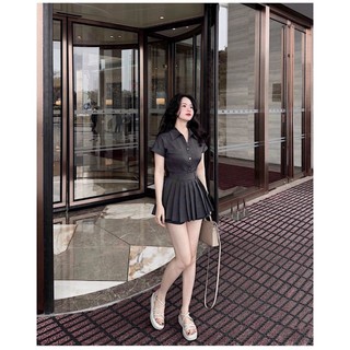 Sét 2 món áo sơ mi kèm chân váy sếp ly 50