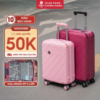 Vali du lịch thời trang SUNNY BUBULE - EL - nhựa PP chịu ngoại lực tuyệt đối xách tay, kí gửi (20/24inch)