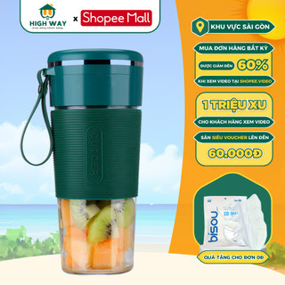 Máy Xay Sinh Tố HIGHWAY Cầm Tay, Juicer Dung Tích 300ml 6 Lưỡi Dao Xay Tự Ngắt Khi Sạc Đầy Tiện Lợi