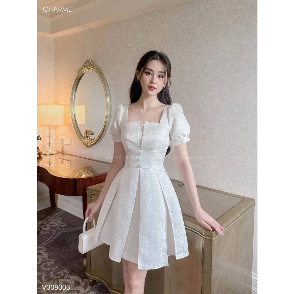 Váy xòe tiểu thư 2 vạt đáp ngực Charme 309003