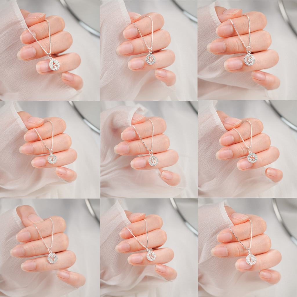 Dây chuyền bạc nữ Lys hình chữ cái đính đá Fullbox đầy đủ phụ kiện PAN 6350