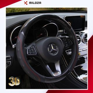 Bọc Vô Lăng Ô Tô - Bọc Vô Lăng - Dập Gân Chỉ Đỏ Thể Thao - Da Pu, Ốp Ôm Khít, Chống Trơn, Size 38-40, M2