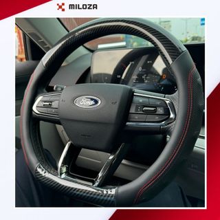 [DCUT] Bọc Vô Lăng Ô Tô - Bọc Vô Lăng - Dập Vân Kẻ Chỉ Đỏ, Da Pu Cao Cấp, Ôm Khít, Chống Trơn Trượt, Hàng Đẹp - M2 Dc