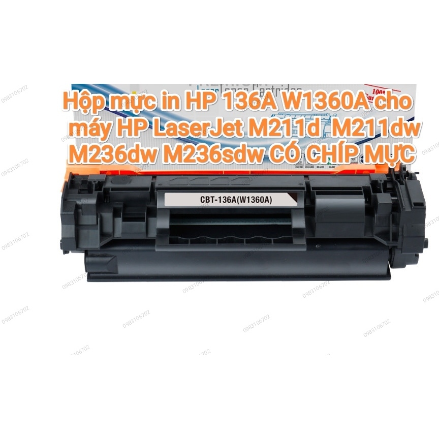 Hộp mực in Cartridge HP 136A W1360A có chíp máy in HP LaserJet M207 M209 M211d M211dw M236dw M236sdw