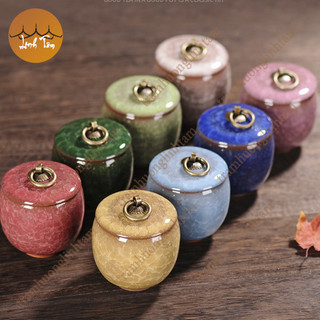 Hộp đựng gốm sứ men hỏa biến, hộp đựng trà gia vị decor nhà cửa