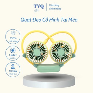 Quạt Đeo Cổ Hình Tai Mèo Xoay 360 Độ 2 Chế Độ Làm Mát Sạc Điện Gấp Gọn Dễ Dàng TVQ Store