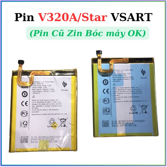 Pin vsmart v320a,star cũ zin bóc máy