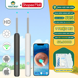 Dụng Cụ Lấy Ráy Tai HIGHWAY Có Gắn Camera Nội Soi Đa Năng Hình Ảnh Full HD Sắc Nét An Toàn Dùng Cho Người Lớn Và Trẻ Em
