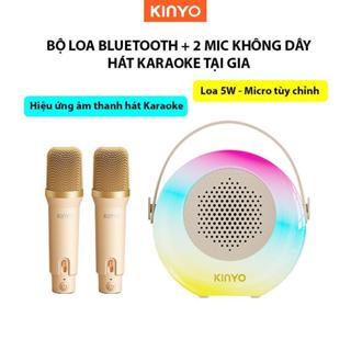 (5W) Bộ Loa Bluetooth Mini + 2 Mic Hát Karaoke Tại Nhà KINYO K38 TRÒN, Thay Đổi Giọng, Dễ Sử Dụng