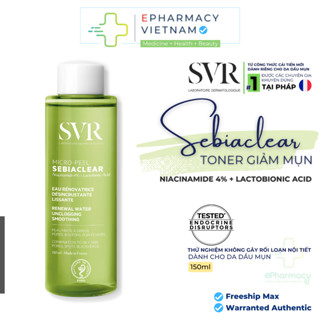 Toner SVR Sebiaclear Micro Peel Giúp Giảm Mụn & Cân Bằng Da Cho Da Dầu Mụn Nhạy Cảm 150ml