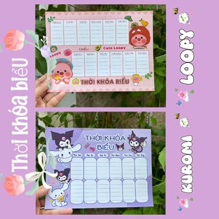 𝐘𝐞̂𝐮 𝐭𝐡𝐢́𝐜𝐡 | thời khóa biểu có keo dán mẫu capybara - loopy - kuromi - size a5