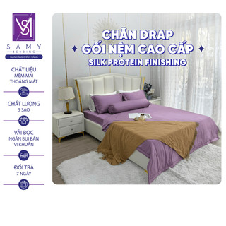 Bộ Chăn Ga Gối Lụa Tencel Silk Protein SAMY BEDDING Sắc Tím Sang Trọng