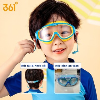 Kính bơi trẻ em 361 chính hãng kính bơi cho bé KÈM BỊT TAI chống nước góc rộng siêu thích Bé 3 đến 12 tuổi