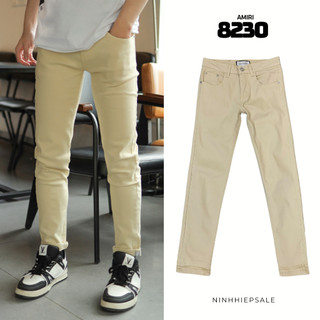 Quần jeans nam Dior trơn màu Beige dáng skinny ống ôm, quần bò Dior trơn hàng Quảng Châu chất denim co dãn 8230