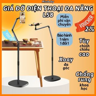 Giá đỡ điện thoại, máy tính bảng đa năng L58 Plus, Tripod điện thoại hỗ trợ livestream, giải trí, quay chụp xoay 360 độ