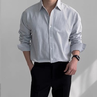 Áo Sơ Mi Dài Tay Nam ATINO Vải Oxford Cotton Họa Tiết Kẻ Sọc form regular SM.L.2.4469