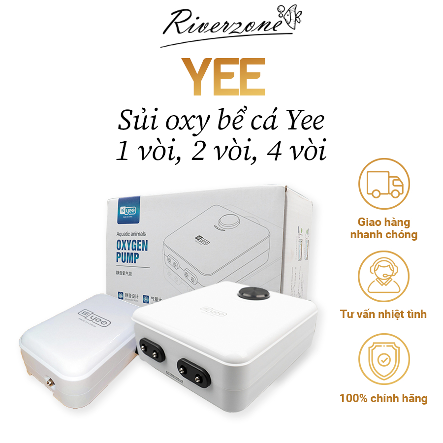 Máy sủi oxy Yee cho bể cá 2w - 10w, 1 vòi, 2 vòi, 4 vòi, hoạt động mạnh mẽ, sủi siêu yên tĩnh