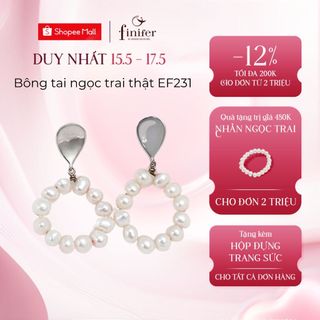 Bông tai ngọc trai thật, bạc quý kim với thiết kế tinh xảo, thanh lịch - EF231 - Finifer by Hoang Gia Pearl