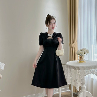 Đầm xòe công sở tay bồng hàng thiết kế phong cách sang trọng xrt105