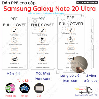 Dán PPF Samsung Galaxy Note 20 ultra màn hình, mặt lưng, full lưng viền siêu bảo vệ