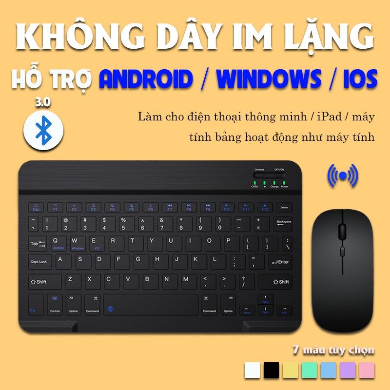 Bàn Phím Bluetooth Không Dây Phù Hợp Với Bộ Chuột Kết Nối Mạnh Cho IOS Android Windows Ipad Máy Tính Laptop