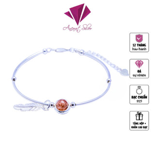 Vòng Tay Ancarat Bạc Lông Vũ Đá Phong Thủy Ngũ Hành Nhiều Màu