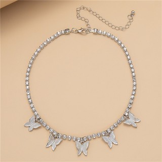 Dây chuyền chocker nữ mạ bạc đàn bướm cá tính bag u dcbuom2