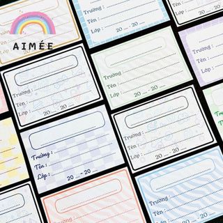 32 nhãn vở basic họa tiết đơn giản pastel | Aimee|