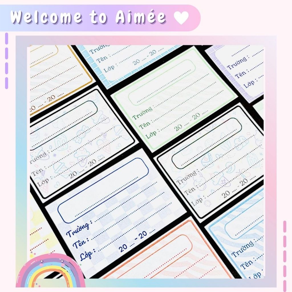 32 nhãn vở basic họa tiết đơn giản pastel | Aimee|