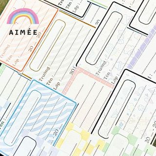 32 nhãn vở basic họa tiết đơn giản pastel | Aimee|